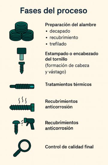 Fases del proceso de fabricacion de tornilleria para automocion