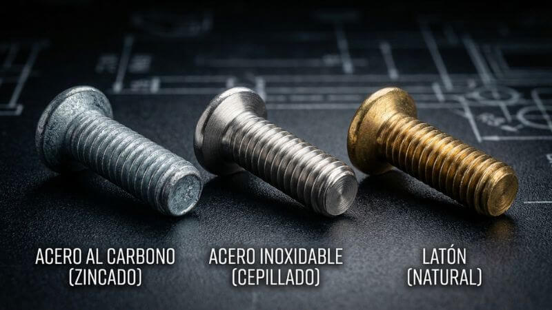 Comparación de materiales en tornillería electrónica: acero al carbono, acero inoxidable y latón